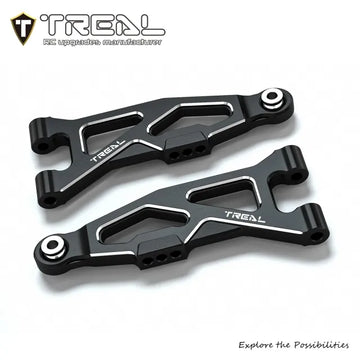 TREAL Aluminum 7075 CNC Machined Front Lower Arms Set Suspension A-Arm Upgrades for Arrma 1/18 GRANITE GROM - BLACK