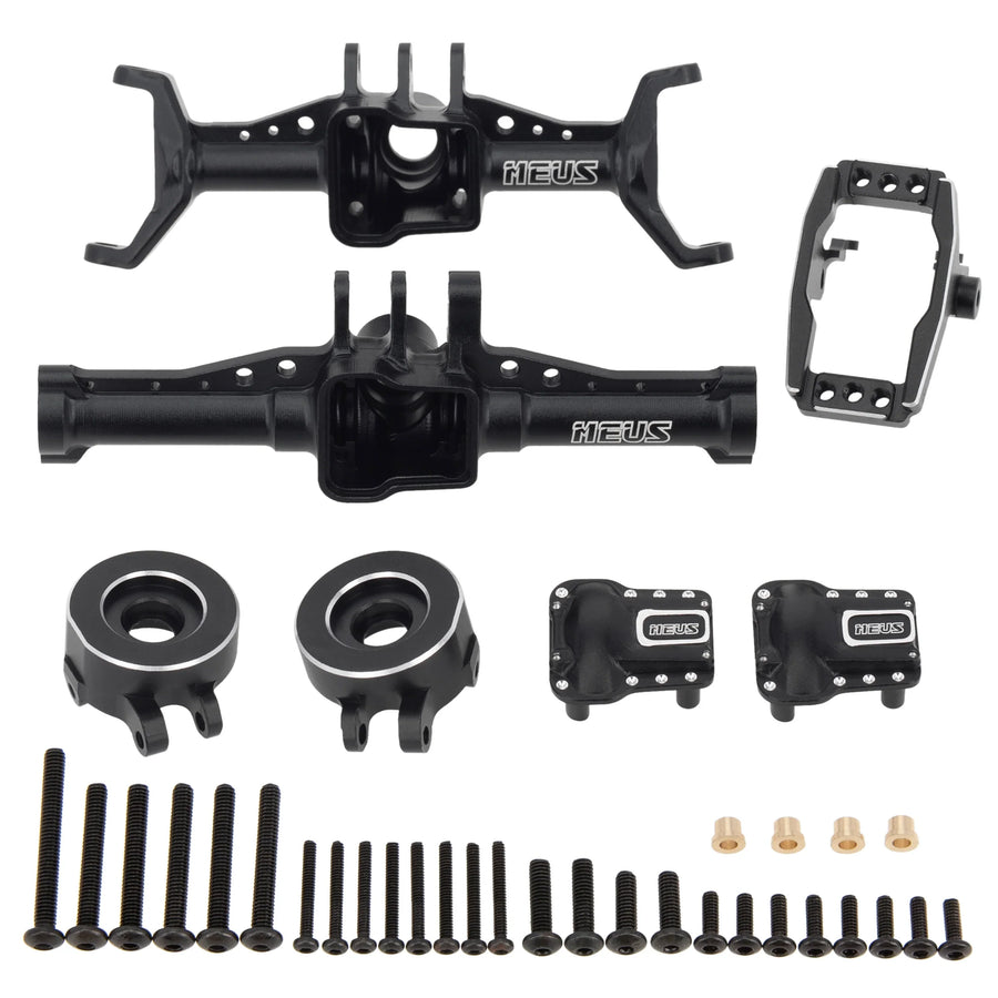 MEUS RACING Aluminum Front Rear Axle Housing for 1/18 TRX4M TRX-4M Bronco Defender RC Crawler Upgrade Parts - BLACK - HeliDirect