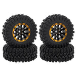 MEUS Racing 1.2-inch Beadlock Wheels Brass Rim+ Aluminum 1.0(plus) Tire Set Negative Hub -4MM 42G For TRX4M SCX24 - Black Model A - HeliDirect
