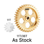 INJORA Brass Transmission Main Gear with Plastic Motor Pinion for 1/24 Losi Micro-B - 11T/36T Gears (As Stock)