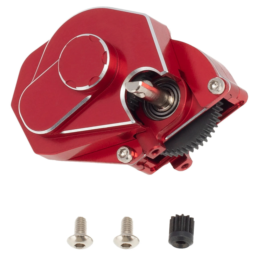 MEUS Racing RC Crawler Aluminum Transmission Gearbox, Assembled Transmission Case Complete Gearbox Upgrade Parts for 1/24 Axial SCX24 Deadbolt 90081 C10 Wrangler (Red) - HeliDirect