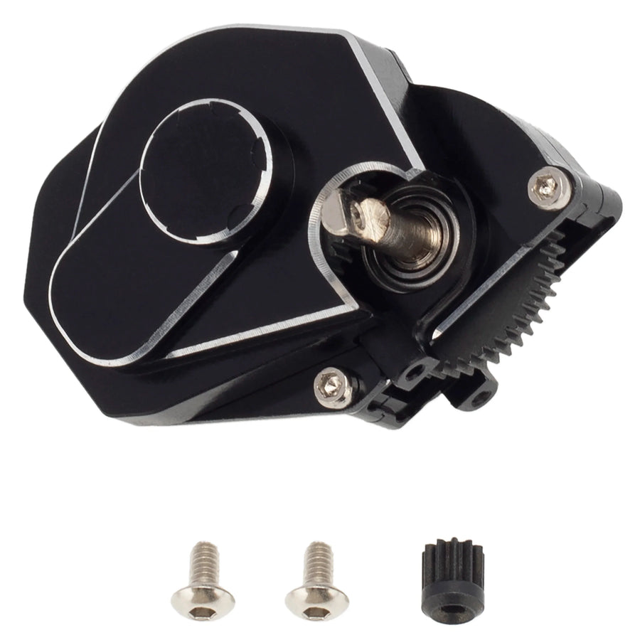 MEUS Racing RC Crawler Aluminum Transmission Gearbox, Assembled Transmission Case Complete Gearbox Upgrade Parts for 1/24 Axial SCX24 Deadbolt 90081 C10 Wrangler (Black) - HeliDirect