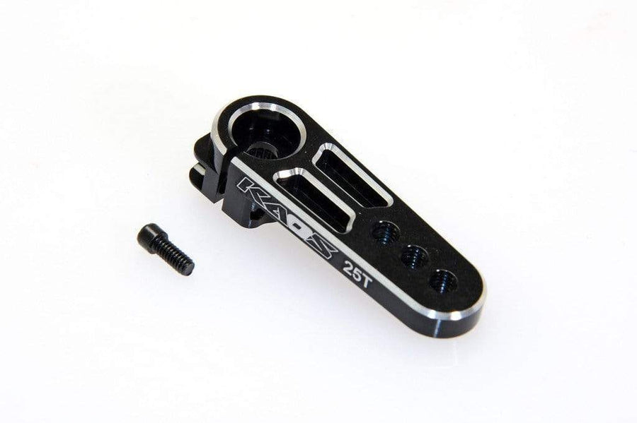 CKD0401 KAOS CNC Aluminum Servo Horn Saver (25T, black anodized) DL-Series - HeliDirect