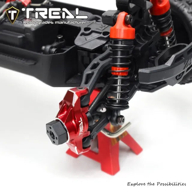 TREAL Aluminum 7075 Front Hubs Set Steering Blocks CNC Machined Upgrades for Arrma 1/18 GRANITE GROM - RED