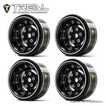 TREAL 1.0 Beadlock Wheels Deep Dish Rims (4P) for SCX24 AX24 FCX24 TRX4M 1/24 1/18 Crawler Car-Type F - BLACK - HeliDirect