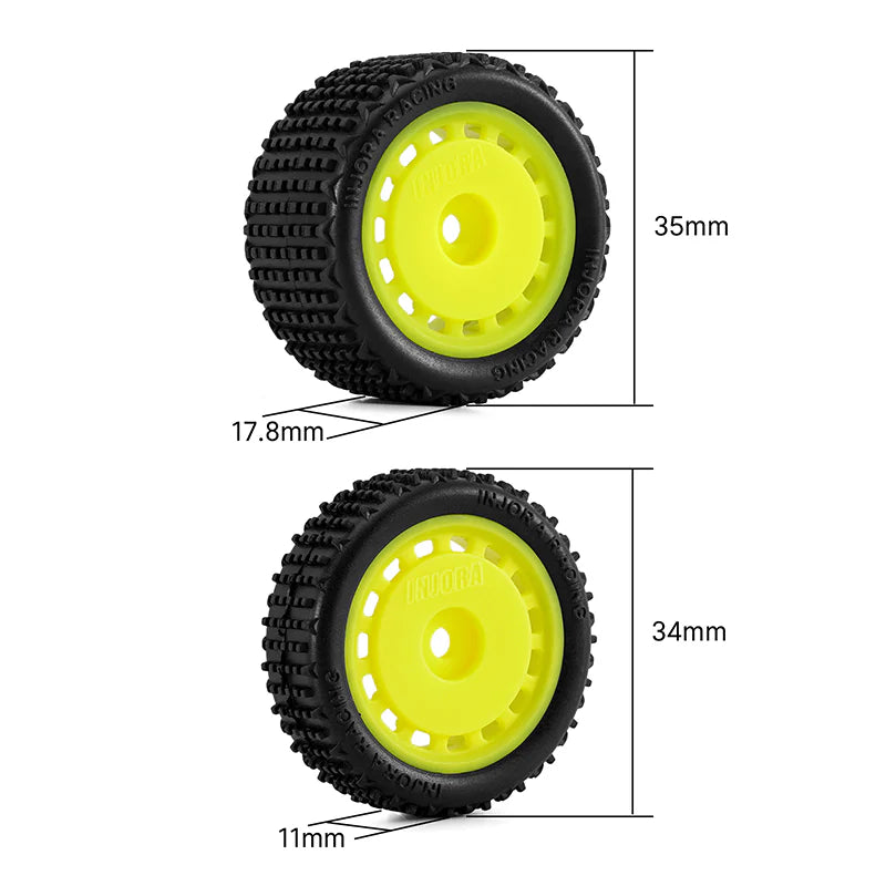 INJORA Pre-mounted Pin Buggy Tires & Wheels for 1/24 Losi Micro-B