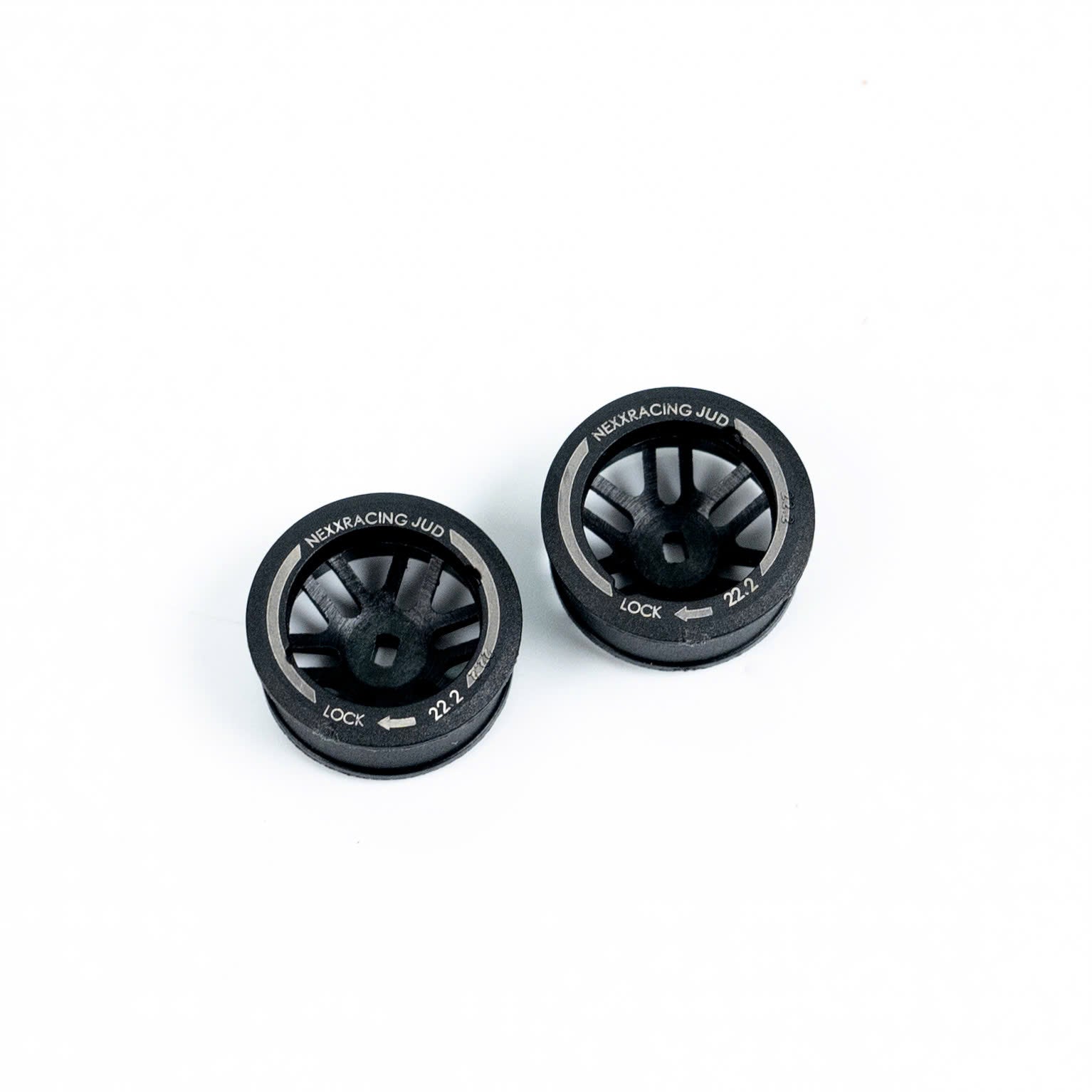 NXUSA-EVOAWD-F Nexx Racing “JUD” threaded carbon-fiber reinforced EVO AWD Flanged Front Wheels (2) pcs for Mini-Z - F8.5 OFFSET +2