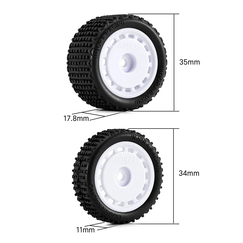 INJORA Pre-mounted Pin Buggy Tires & Wheels for 1/24 Losi Micro-B