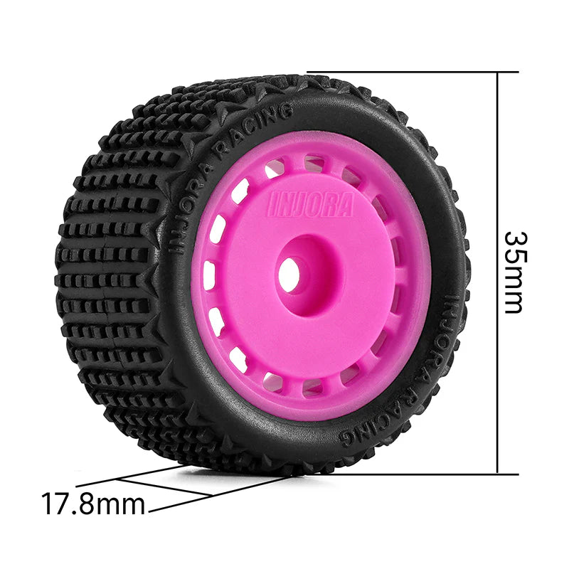 INJORA Pre-mounted Pin Buggy Tires & Wheels for 1/28 Losi Micro-T