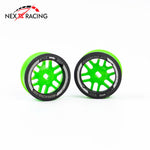 Nexx Racing “JUD” threaded carbon-fiber reinforced EVO AWD Flanged Front Wheels (2) pcs for Mini-Z (GREEN)