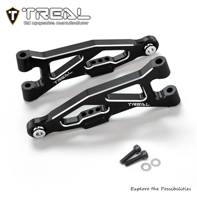 TREAL Aluminum 7075 CNC Machined Front Lower Arms Set Suspension A-Arm Upgrades for Arrma 1/18 GRANITE GROM - BLACK