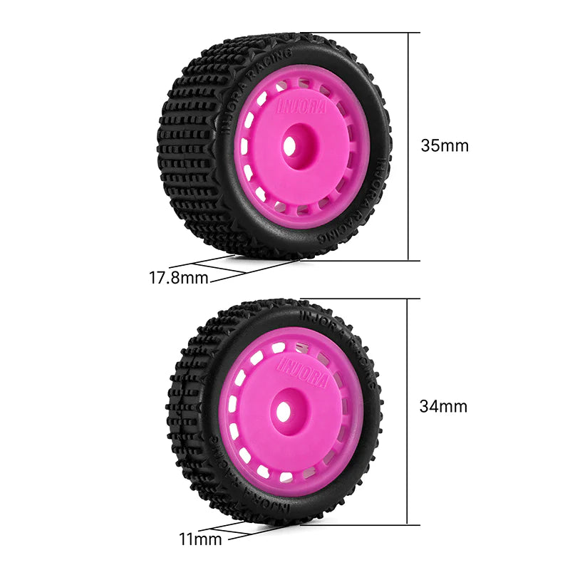 INJORA Pre-mounted Pin Buggy Tires & Wheels for 1/24 Losi Micro-B