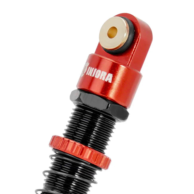 INJORA 51mm Aluminum Long Travel Threaded Double Barrel Shocks for Axial AX24 SCX24 (4pcs) - RED - HeliDirect