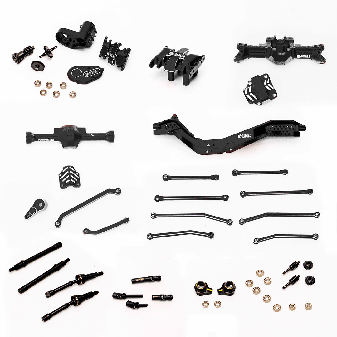 Aluminum Gear Box/Skid/Drive Shaft Front/Rear Axle/Skid Link/Shock/Chassis With Magnet Set for SCX30 Cars Upgrade Parts