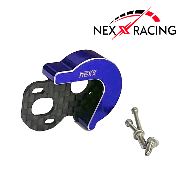 Nexx Racing Carbon Motor Plate + Aluminium Gearbox Cover – Losi Micro-B Brushless Conversion - Blue