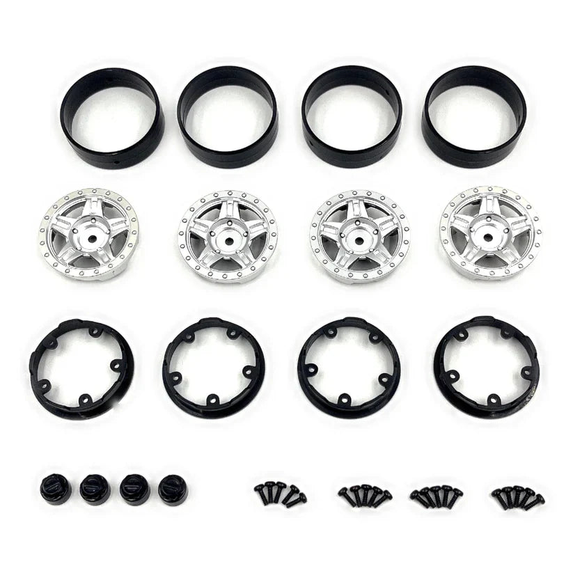 HobbyPlus Deep Star 1.2" Beadlock Wheel - Satin Silver (4pcs)