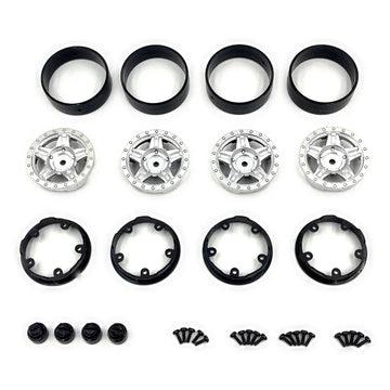 HobbyPlus Deep Star 1.2" Beadlock Wheel - Satin Silver (4pcs)