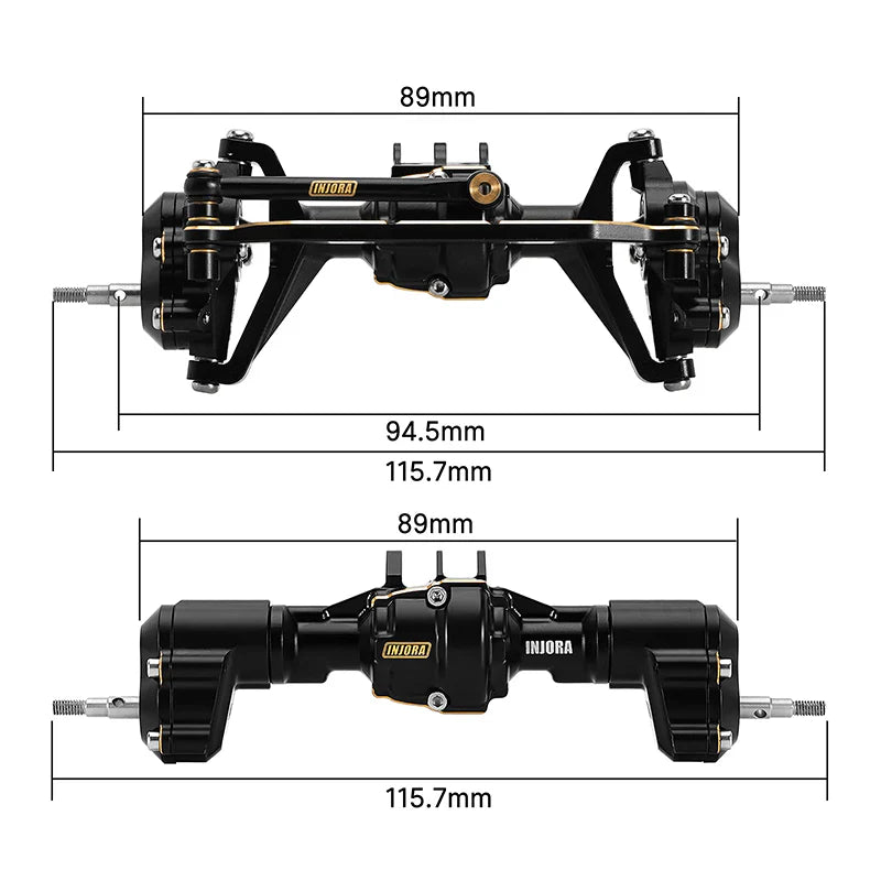 INJORA Brass & Aluminum Complete Portal Front & Rear Axles  for 1/18 Redcat Ascent-18