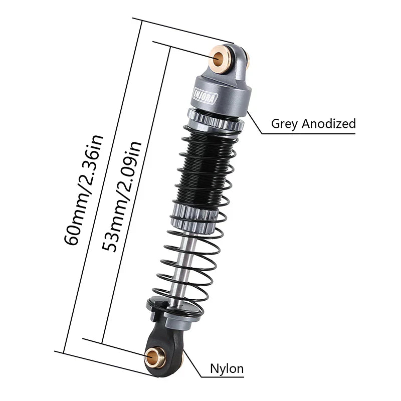 INJORA 53mm Threaded Oil Shocks For 1/18 Redcat Ascent18 - GREY - HeliDirect