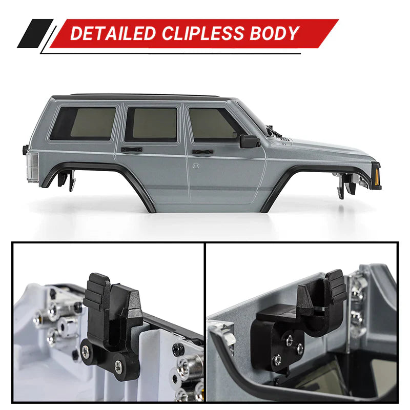 INJORA ABS Cherokee Body With Bumpers For 155mm 1/18 TRX4M Bronco Defender - SILVER GREY