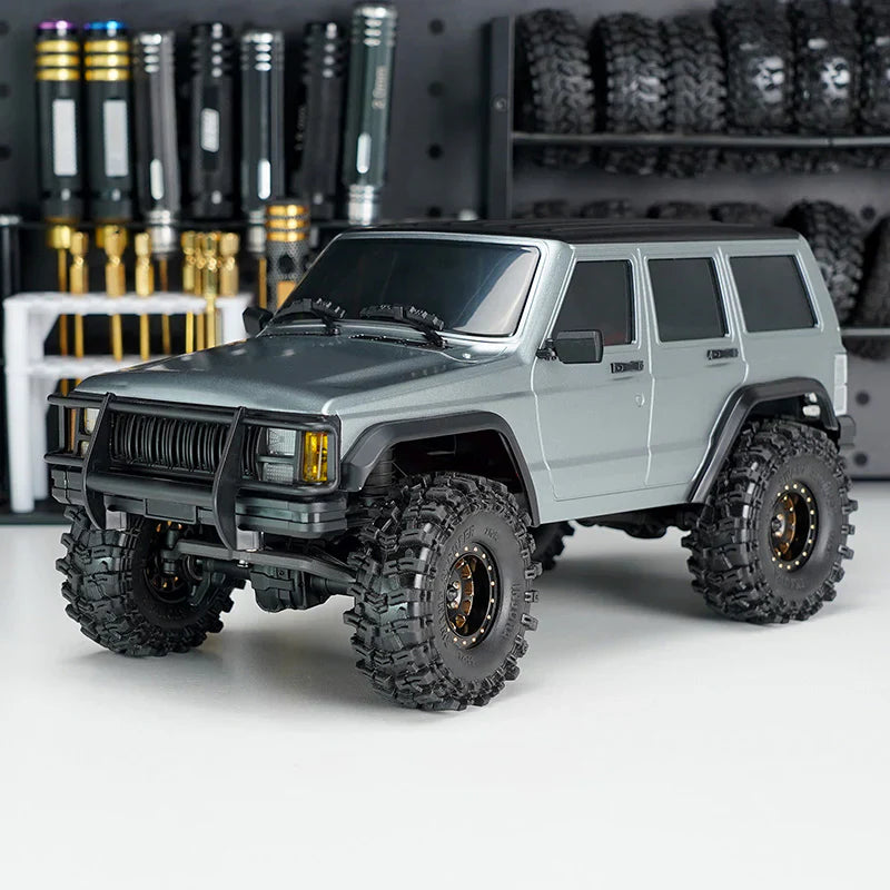 INJORA ABS Cherokee Body With Bumpers For 155mm 1/18 TRX4M Bronco Defender - SILVER GREY