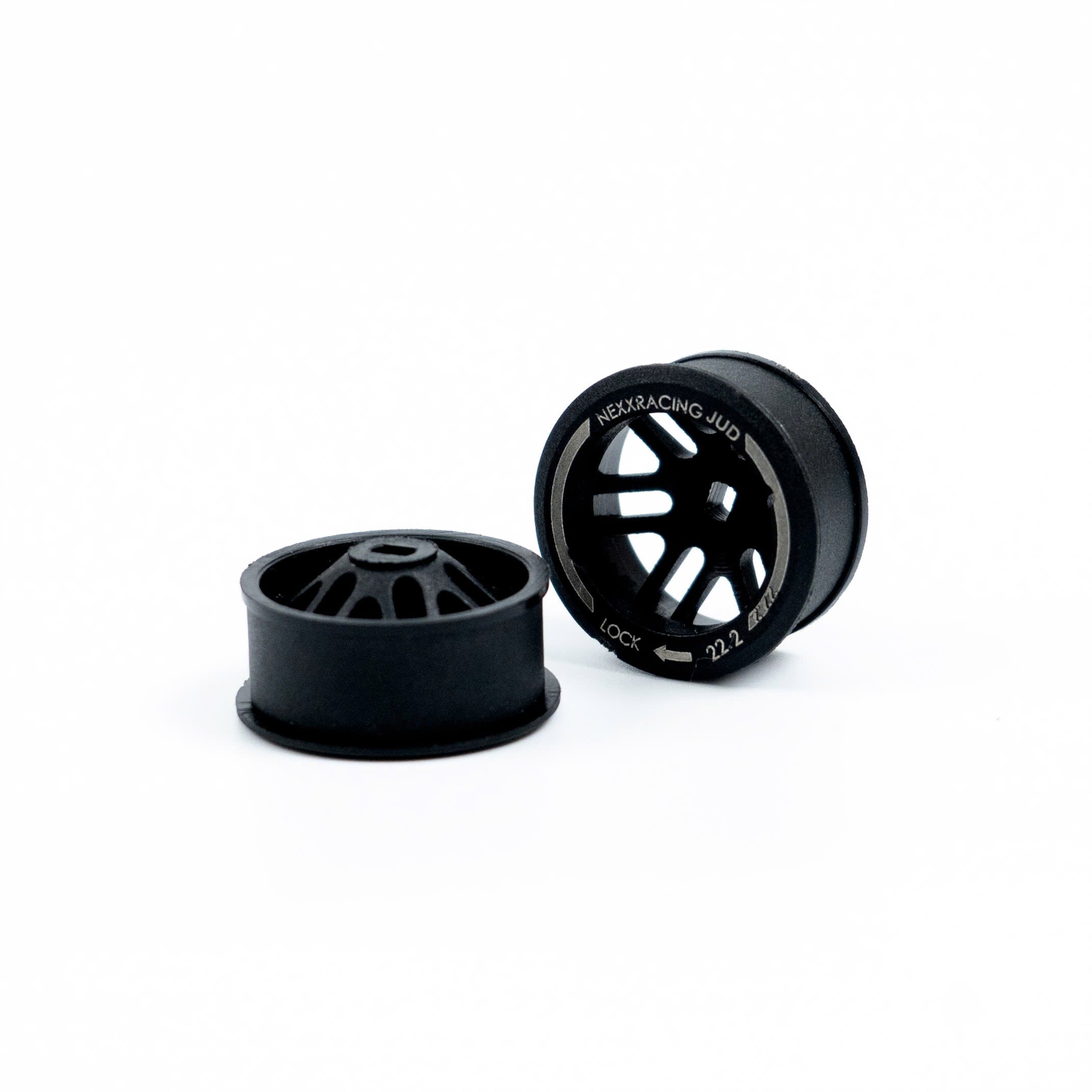 NXUSA-EVOAWD-F Nexx Racing “JUD” threaded carbon-fiber reinforced EVO AWD Flanged Front Wheels (2) pcs for Mini-Z - F8.5 OFFSET +1