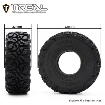 TREAL 1.0 Tires Soft Sticky RC Crawler Tires TrailBurner 62mm (4P) for 1/24 1/18 SCX24 AX24 FCX24 TRX4M - HeliDirect