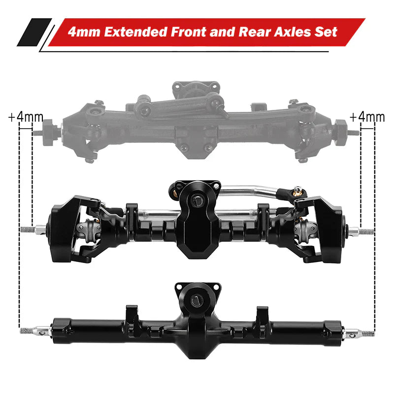 INJORA ProSteer Double Joint Aluminum Axle for 1/24 SCX24 - Front and Rear