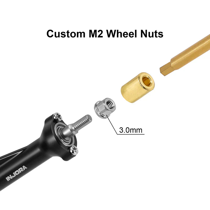 INJORA +3mm Planet Axles with Brass Steering Knuckles for 1/30 SCX30