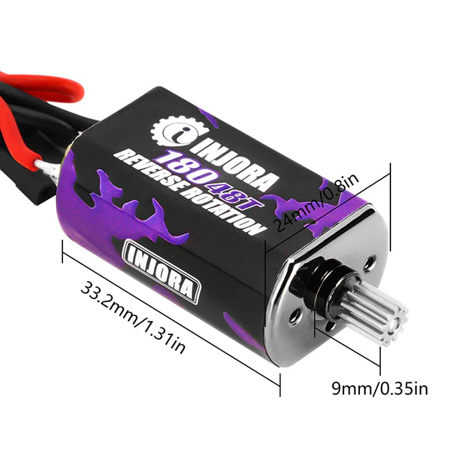 INJORA 180 PRO Brushed 48T Purple Motor with Steel Pinion for 1/18 TRX4M (INM11) - HeliDirect