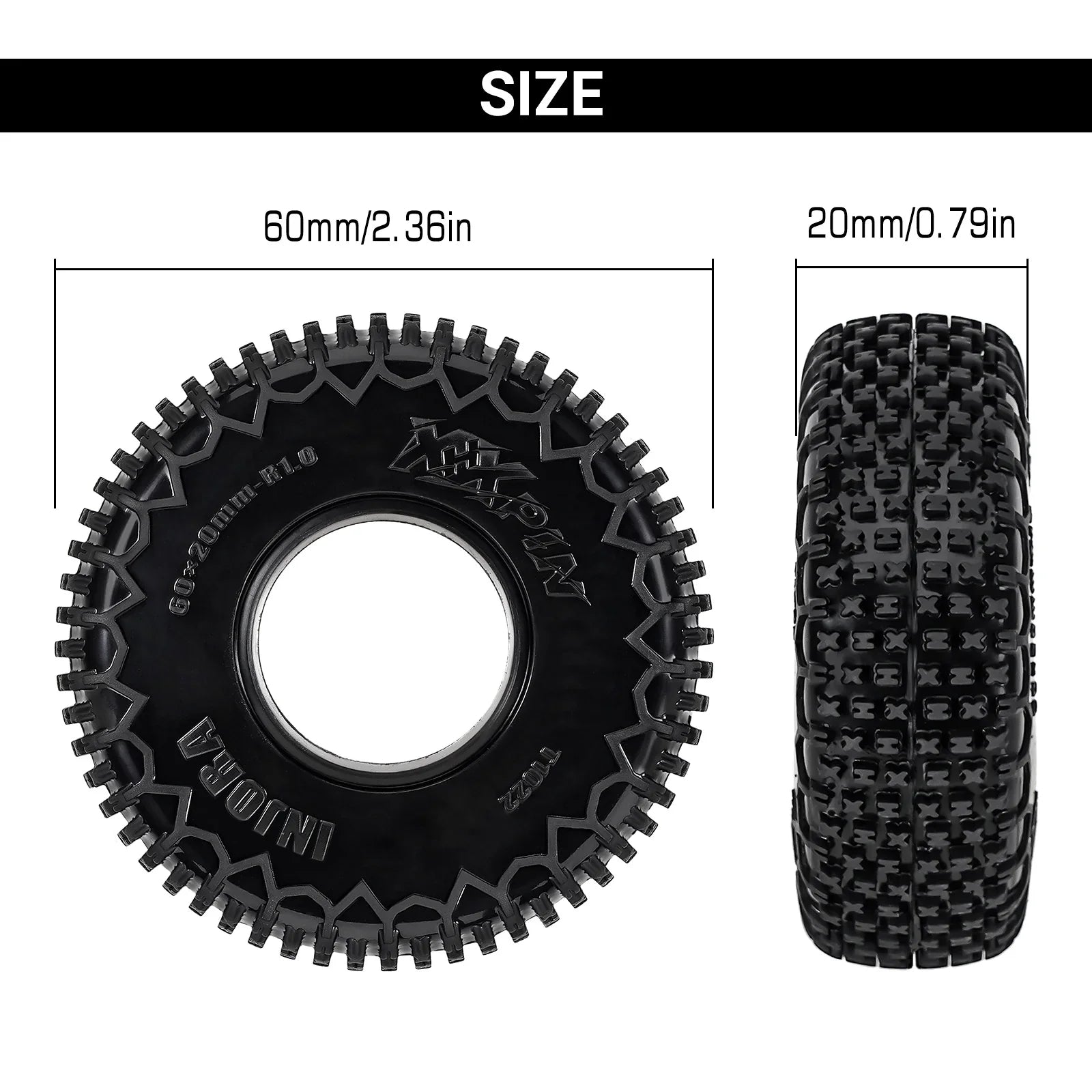 INJORA 1.0" XHX Pin Tires (4) (60*20mm)
