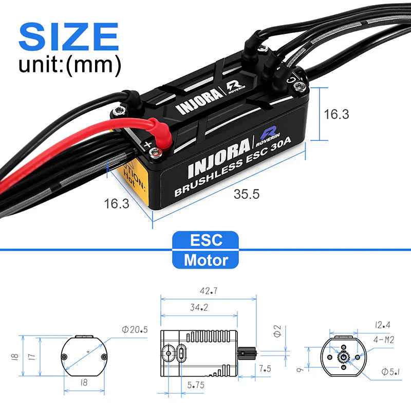 INJORA Roverin M30 G2 FOC Sensored Brushless ESC & Motor for 1/18 TRX4M Ascent1
