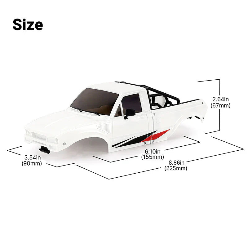 INJORA IR60 Pickup Hard Body with Bed Rack for 1/18 TRX4M Defender Bronco - Pearl White