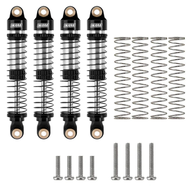 INJORA 59mm Long Threaded Oil Filled Shocks for 1/18 TRX4M (4pcs) - BLACK - HeliDirect