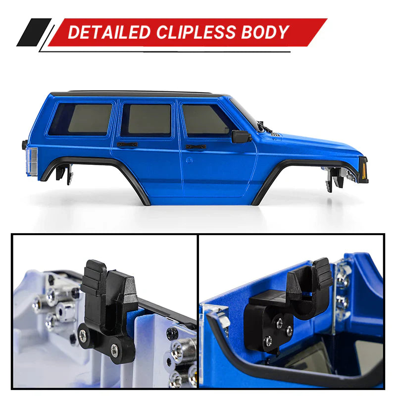 INJORA ABS Cherokee Body With Bumpers For 155mm 1/18 TRX4M Bronco Defender - BLUE