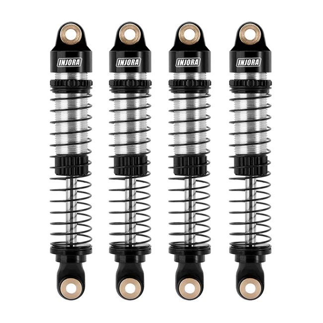 INJORA 59mm Long Threaded Oil Filled Shocks for 1/18 TRX4M (4pcs) - BLACK - HeliDirect