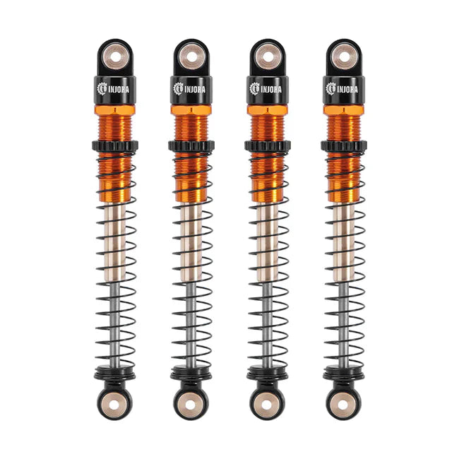 INJORA 51mm Aluminum Long Travel Threaded Double Barrel Shocks for Axial AX24 SCX24 (4pcs) - ORANGE - HeliDirect