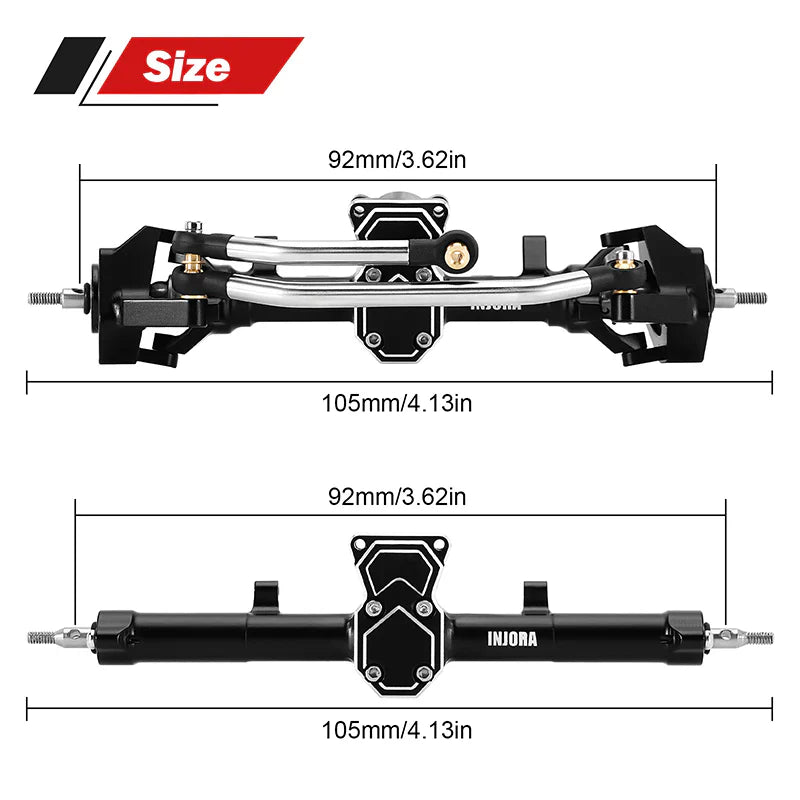 INJORA ProSteer Double Joint Aluminum Axle for 1/24 SCX24 - Front and Rear