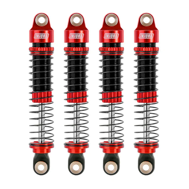 INJORA 59mm Long Threaded Oil Filled Shocks for 1/18 TRX4M (4pcs) - RED - HeliDirect