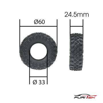 FURITEK MUDDER 60MM TIRES EXTRA SOFT STICKY SET FOR 1.2INCH WHEEL (FX118) - HeliDirect