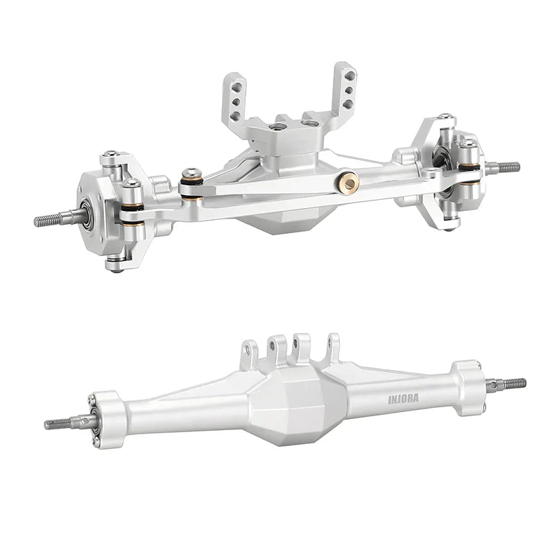 INJORA +4mm Diamond Axles With Lay Down Servo Mount & Links For 1/18 TRX4M - SILVER - HeliDirect