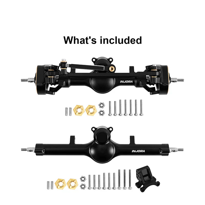 INJORA +4mm Planet Axles with Double Joint Shafts & Brass Steering Knuckles for 1/24 Axial SCX24