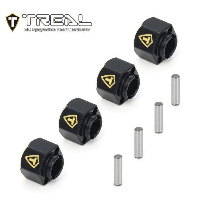 TREAL Brass Wheel Hubs 7mm*6mm Hex, 1g/pc (4pcs) for 1/18 TRX-4M Defender and Bronco (Black) - HeliDirect
