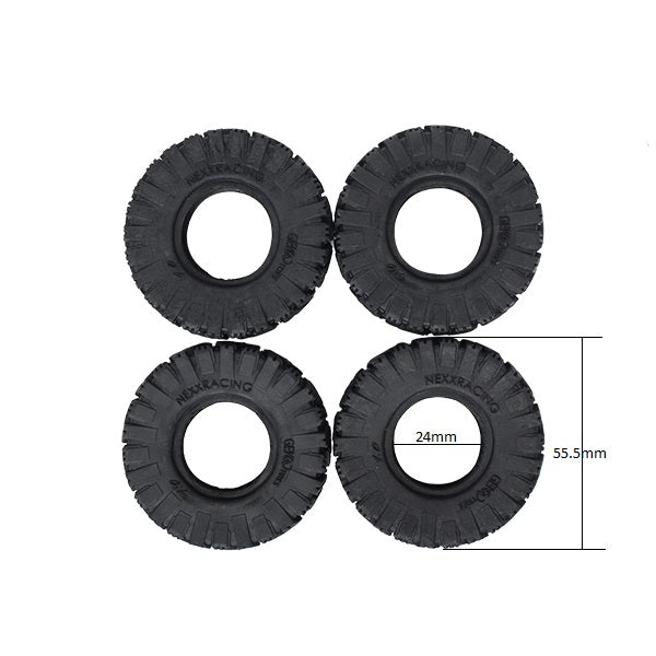 Nexx Racing Gekko 1.0″ Rubber M/T (Multi Terrain) Tires (Medium) for 1/24 RC Crawler Car (4pcs) - HeliDirect