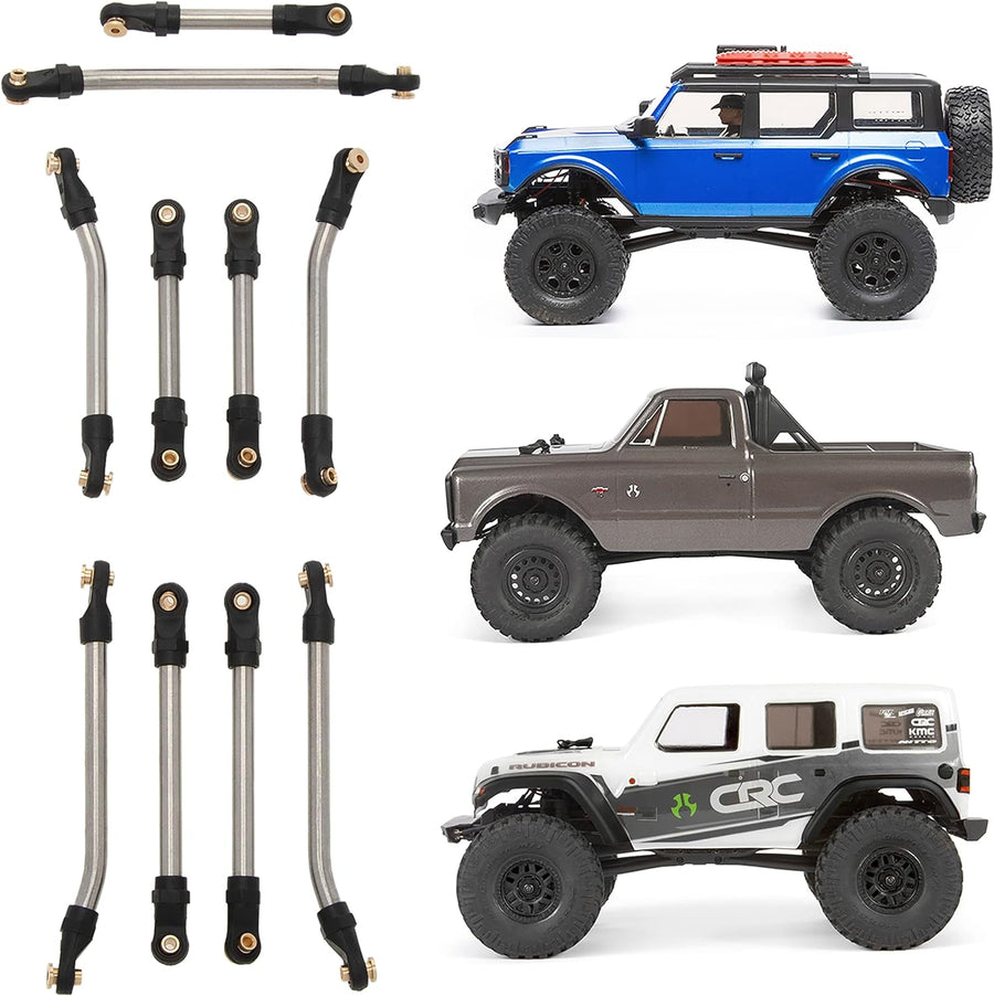 MEUS Racing Stainless Steel High Clearance Chassis Links Steering Links Set 10pcs 132mm Wheelbase for 1/24 Rock Crawler Car SCX24 C10 Bronco Wrangler - HeliDirect