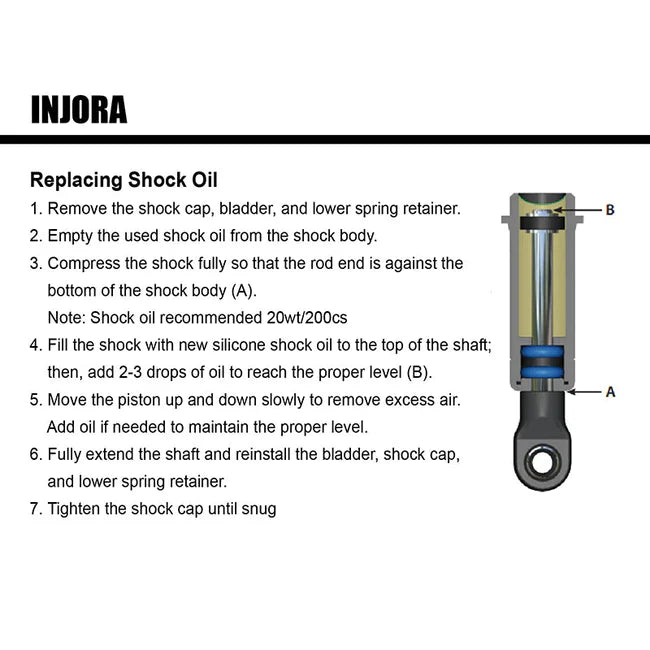 INJORA 59mm Long Threaded Oil Filled Shocks for 1/18 TRX4M (4pcs) - BLACK - HeliDirect