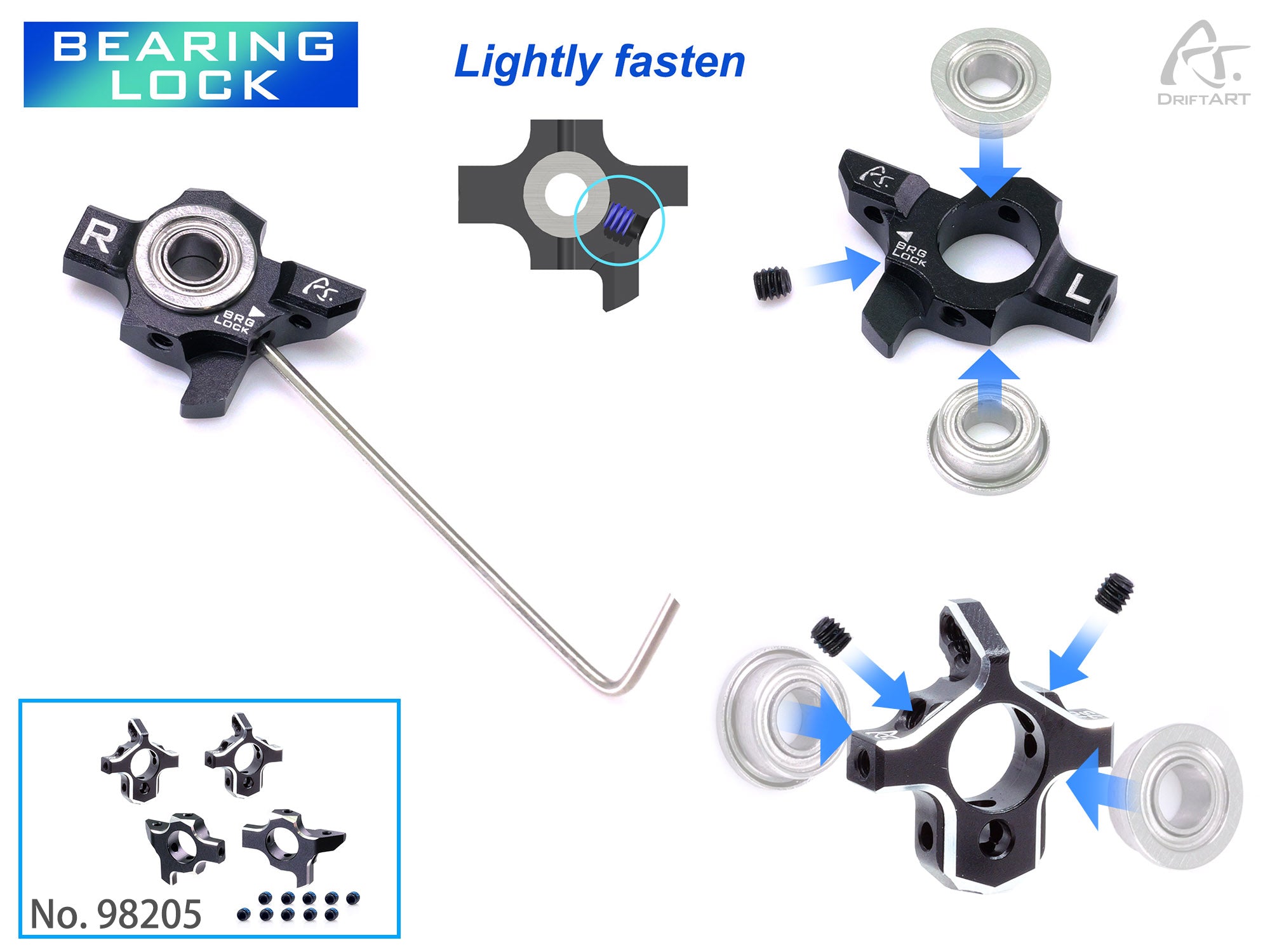 DriftART CNC Alloy Steering Knuckle & Rear Hub with Bearing Lock For DA4/DA3