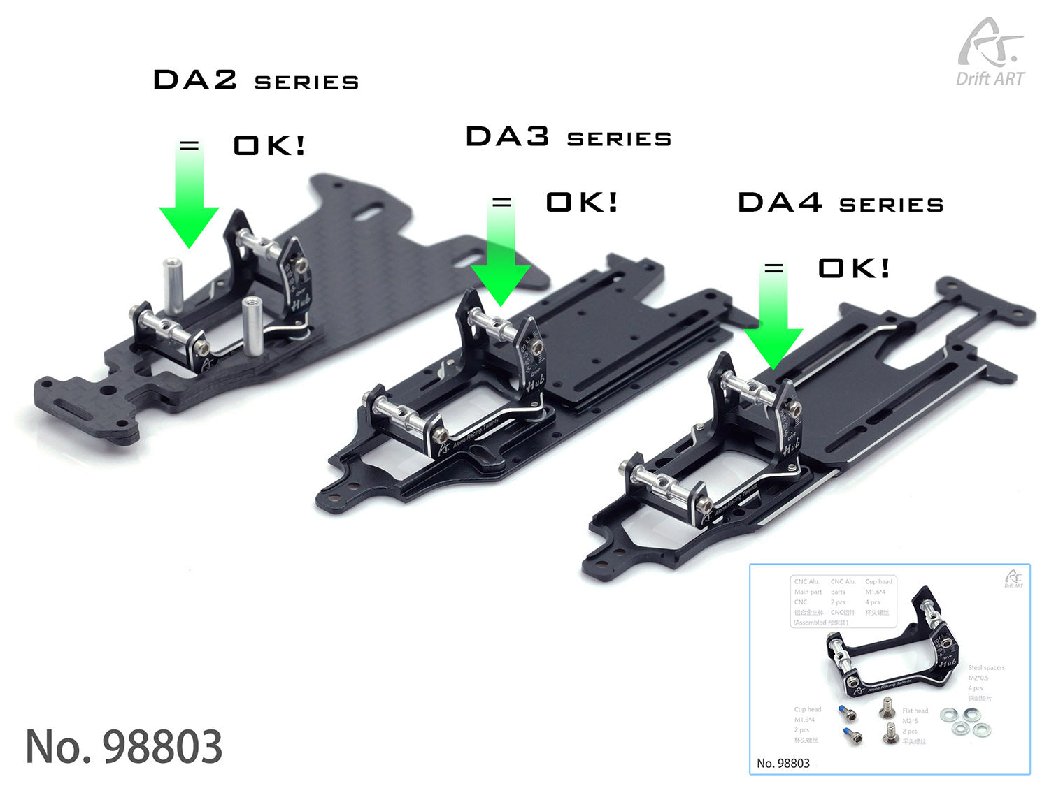 Drift ART New DVF-Hub Alu Roll Center of Servo For DA3/DA3S