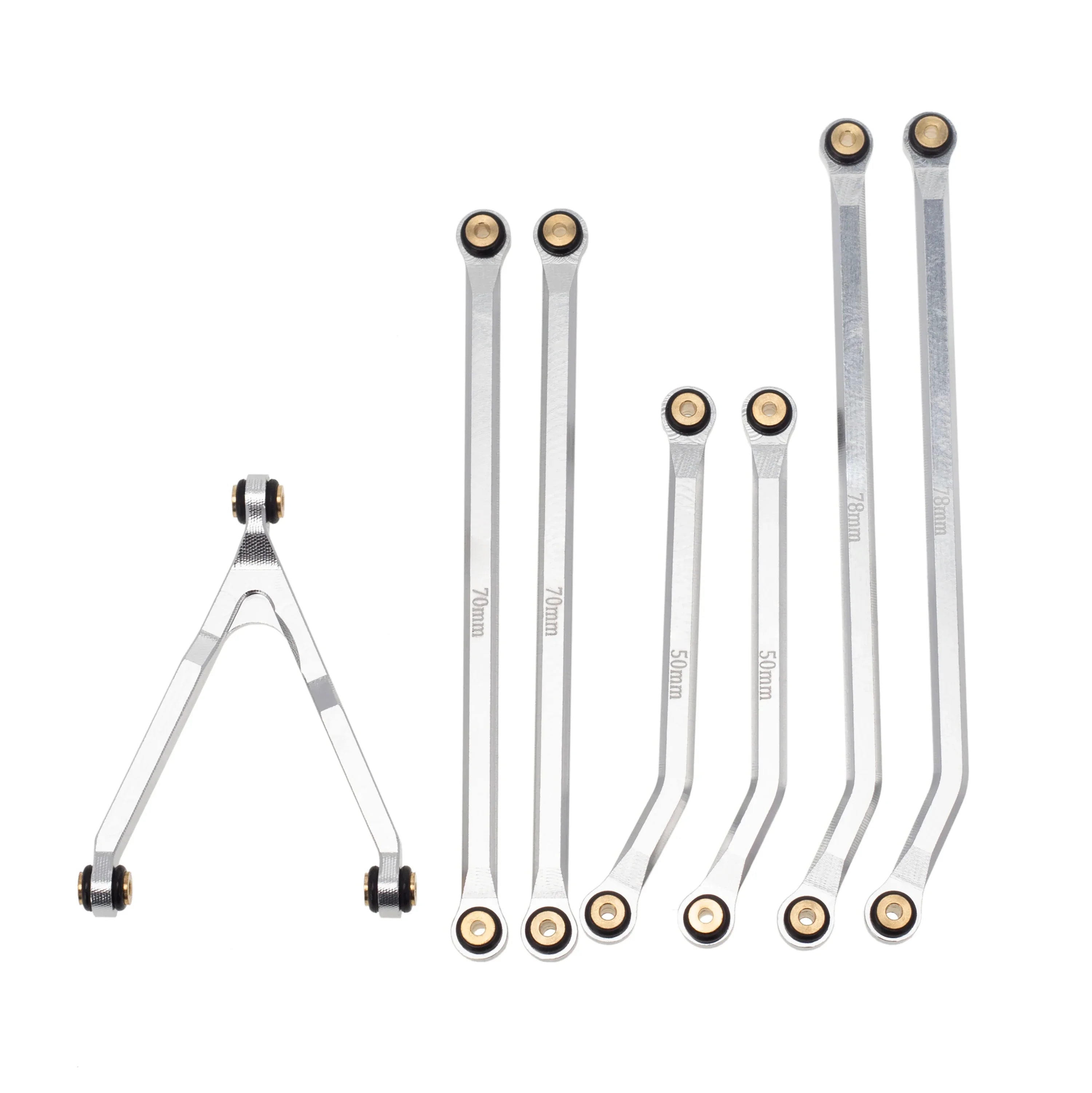 MEUS Racing  CNC Aluminum High Clearance Chassis Links for 1/24 RC Crawler LWB 133.5mm Axial SCX24 AXI90081 Deadbolt AXI00004 B17 (Silver) - HeliDirect