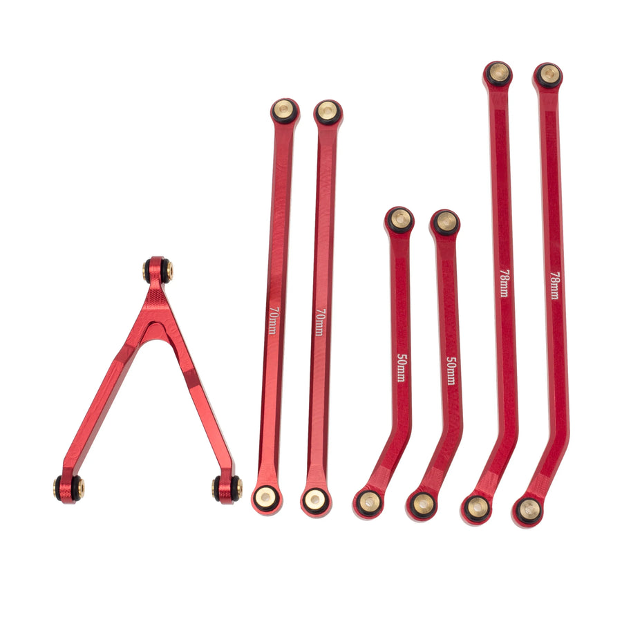 MEUS Racing  CNC Aluminum High Clearance Chassis Links for 1/24 RC Crawler LWB 133.5mm Axial SCX24 AXI90081 Deadbolt AXI00004 B17 (Red) - HeliDirect